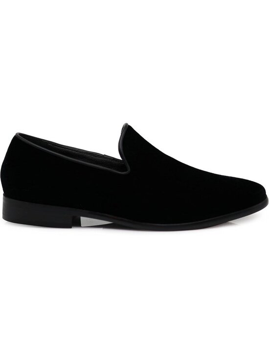 Men\'s Plain Black Vintage Velvet Loafers Slip On Classic Tuxedo Dress Shoes main image 2